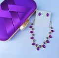 Kit Clutch, Colar e Brinco Miriam Tons de Roxo