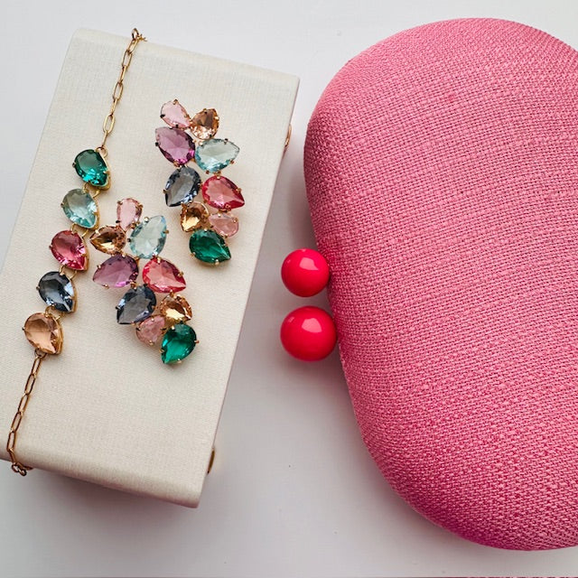 Kit Clutch , pulseira e Brinco de Zircônia Collor Brie