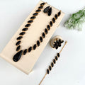Kit Colar, Brinco, Anel e Pulseira Preto Momentos
