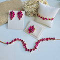Kit Colar, Brinco, Anel Regulável e Pulseira Rosa Pink Moana