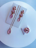 Kit Colar, Brinco e Anel Rosa Hard