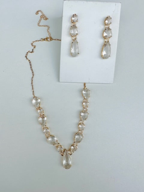 Kit colar com Brinco Cristal em Zircônia Thalia