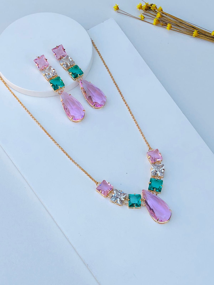 kit Colar com Brinco de Zircônia Henessy