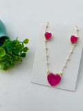 Kit Colar com Brinco Laís Rosa Fucsia