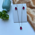 Kit Colar com Brinco Rosa Pink PRATA