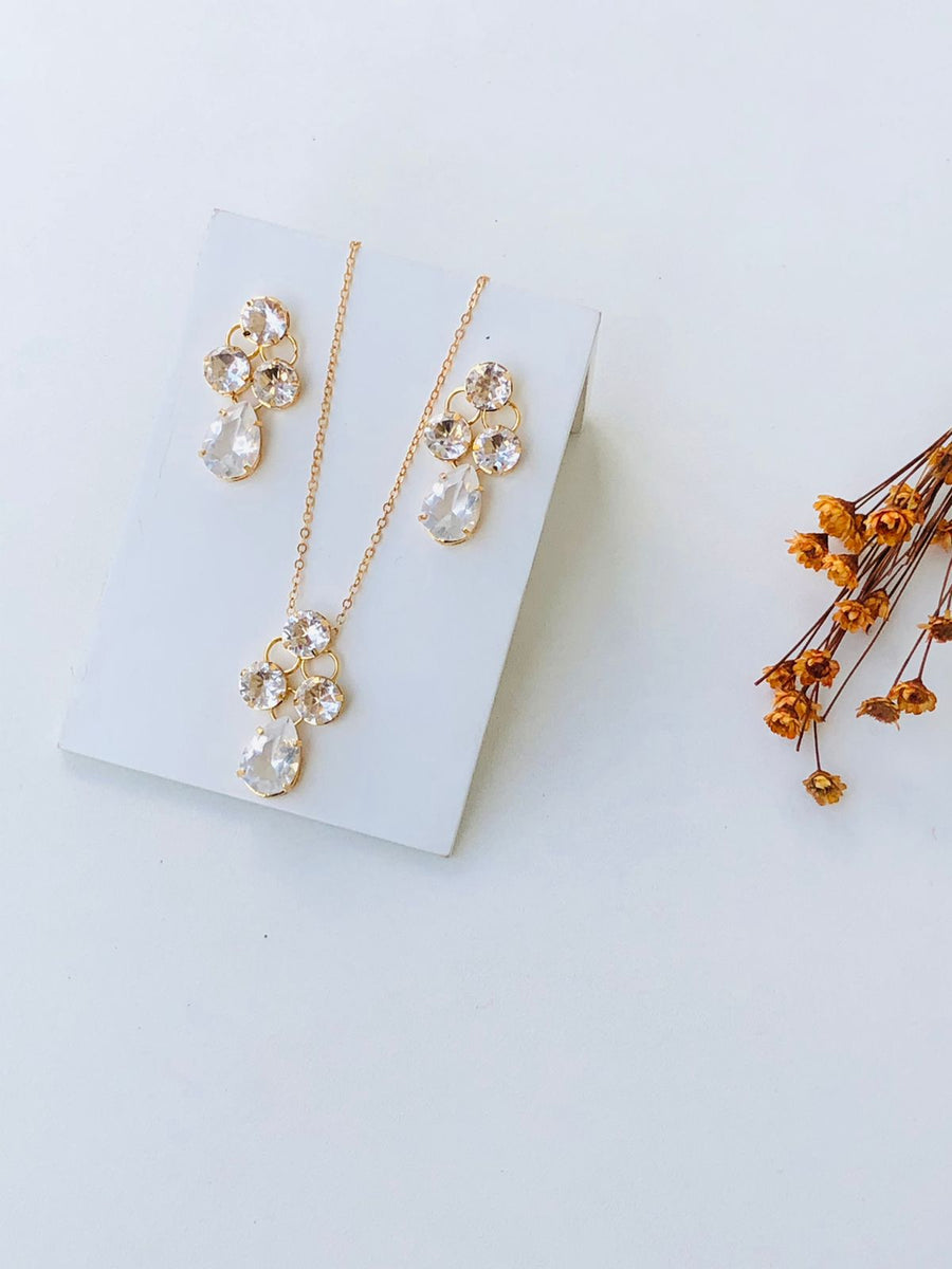 Kit colar com brinco Zircônia Nebrasca