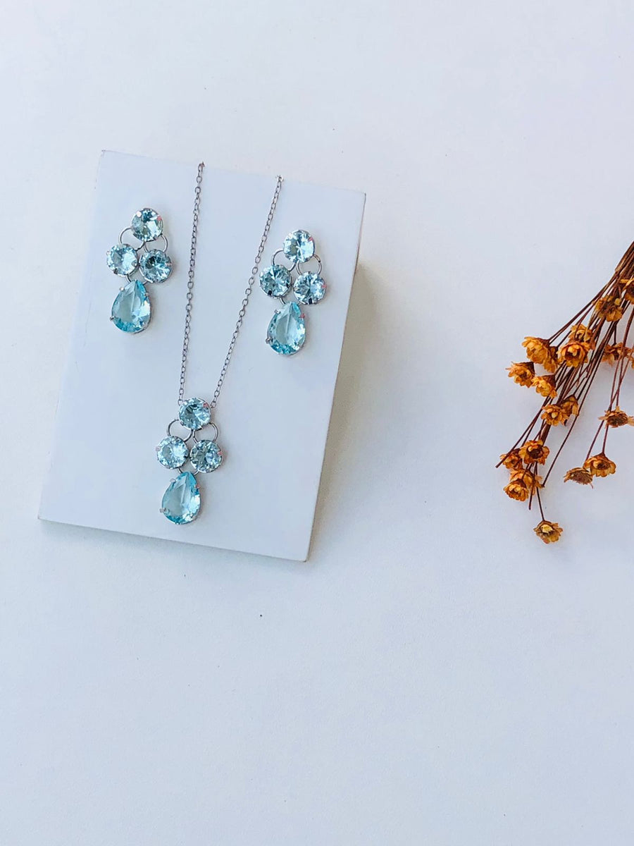 Kit colar com brinco Zircônia Nebrasca