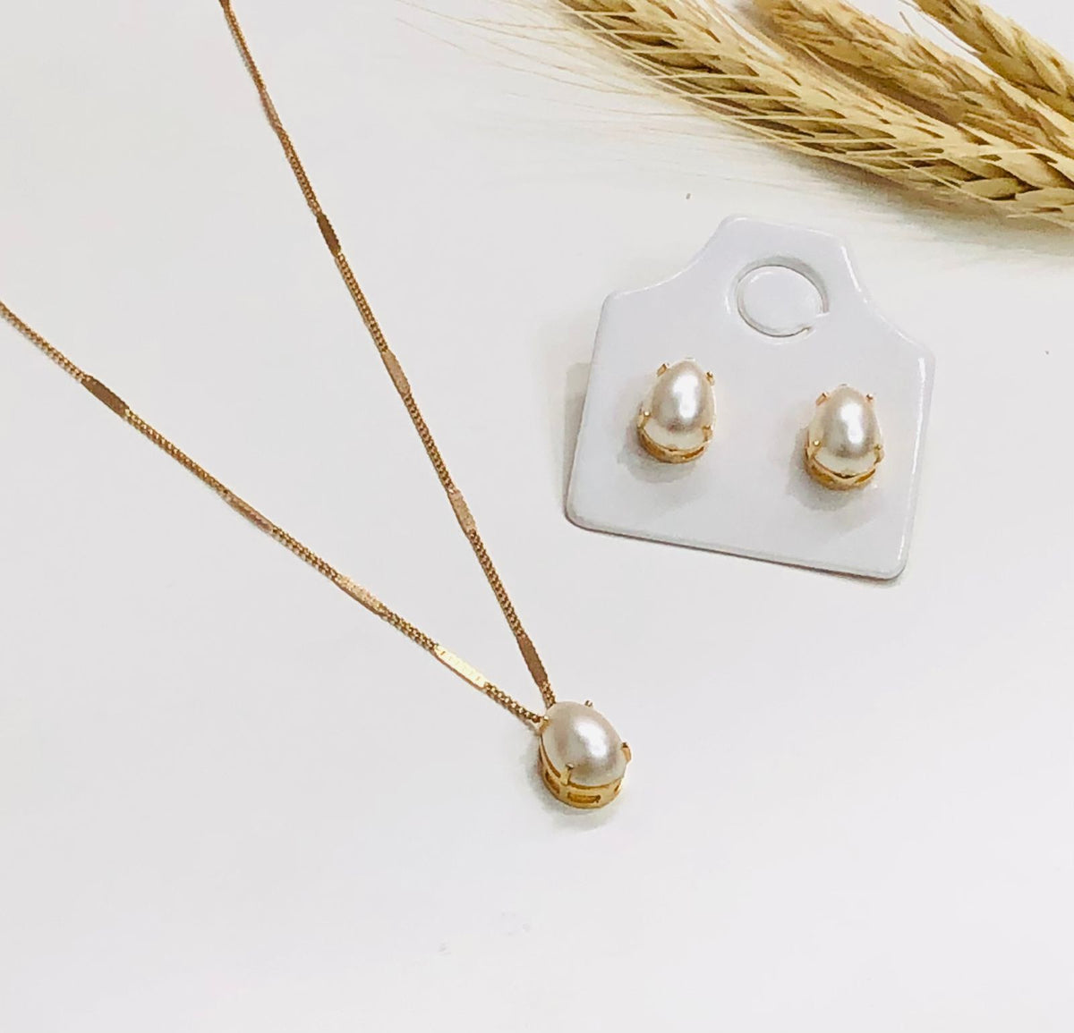 Kit Colar de Gota + Brinco Pérola