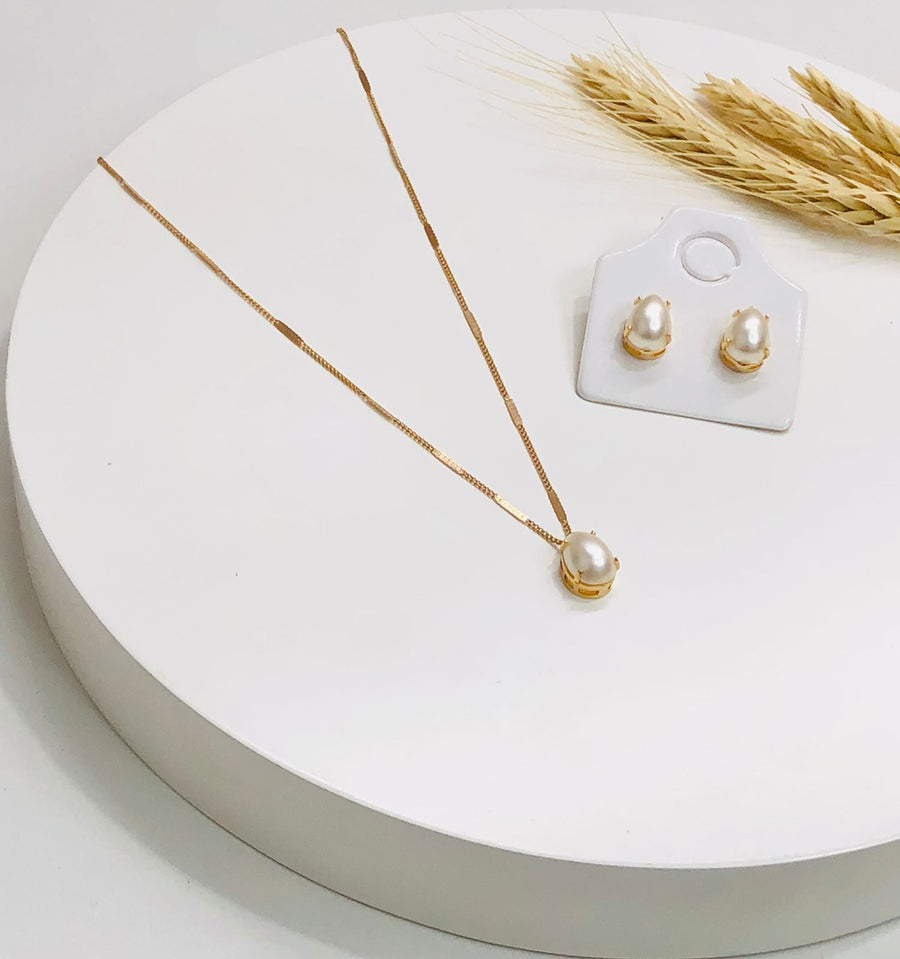Kit Colar de Gota + Brinco Pérola