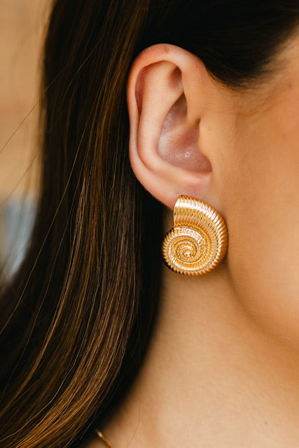 Kit Colar e Brinco Caracol Dourado