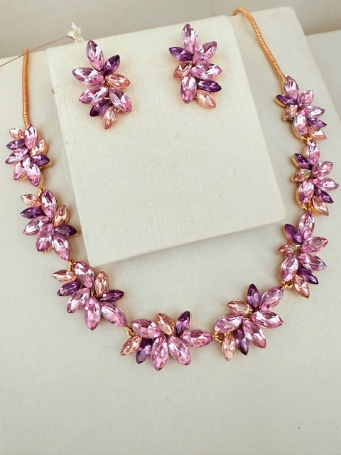 KIt Colar e Brinco Danny Rose com Lilas Pad Dourado