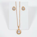 kit Colar e Brinco Gota de Zircônia Cristal Chuvys Banho de Ouro 18k