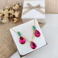 Kit Colar e Brinco Lanna Pink com Verde