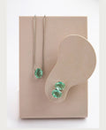Kit Colar e Brinco Oval Menta Banho Prata