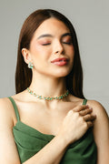 KIT COLAR E BRINCO WEST VILLAGE TONS VERDE MENTA EM ZIRCÔNIA DOURADO