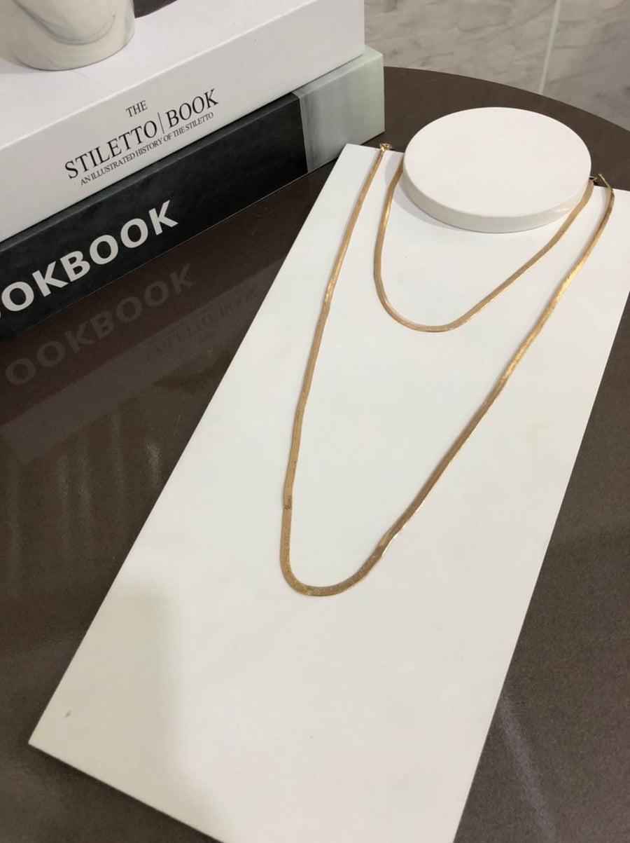 Kit Colar e Choker Fita Laminada Lisa