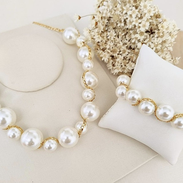 Kit Colar e Pulseira de Pérolas Akoya