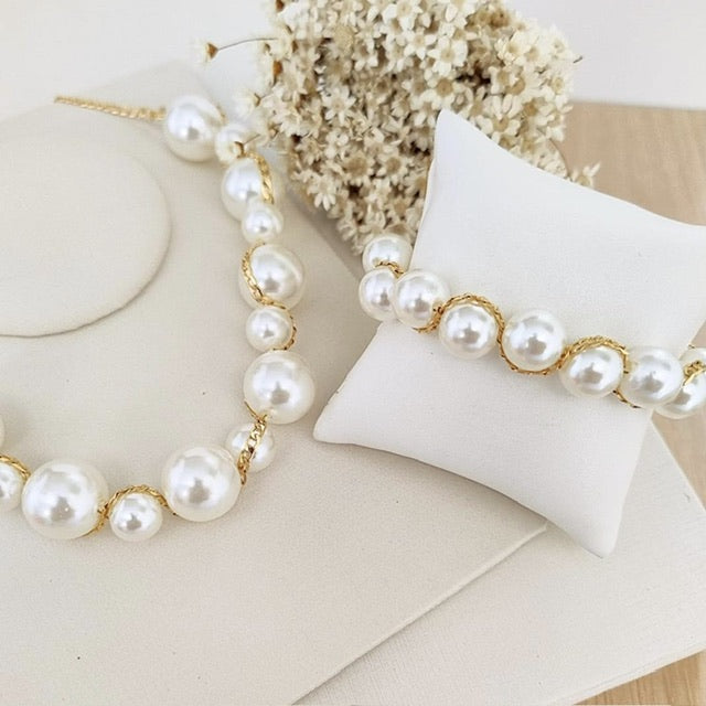 Kit Colar e Pulseira de Pérolas Akoya