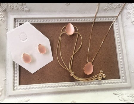 Kit colar + pulseira + brinco gota