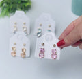 Kit de 3 brincos Coração Zircônia