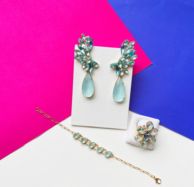 Kit de 3 Peças Azul Serenety com Ear Cuff