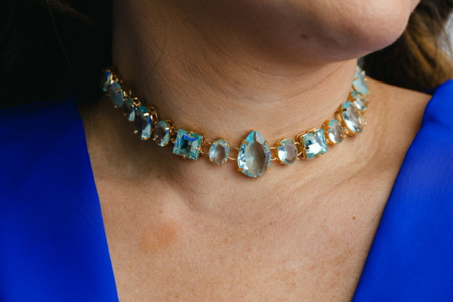 Kit de 3 Peças JOZEFINA Colar + Brinco + Pulseira Azul