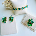 Kit de 3 peças em Zircônia Esmeralda com Turmalina Jade