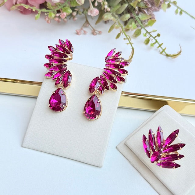 Kit Ear Curf com Anel Regulável Pink de Pedraria Adriana