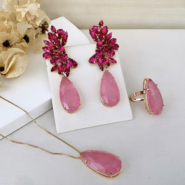 Kit Luxo de 3 Peças Cátia Rosa Pink com Rosa