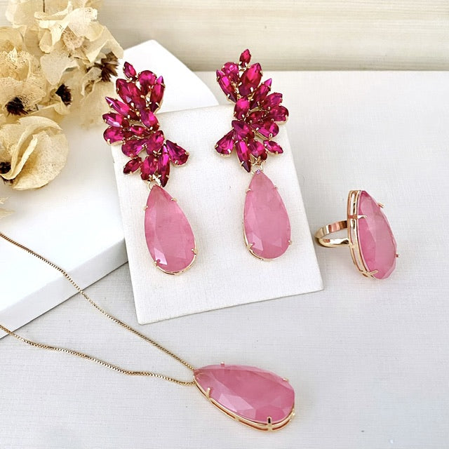 Kit Luxo de 3 Peças Cátia Rosa Pink com Rosa