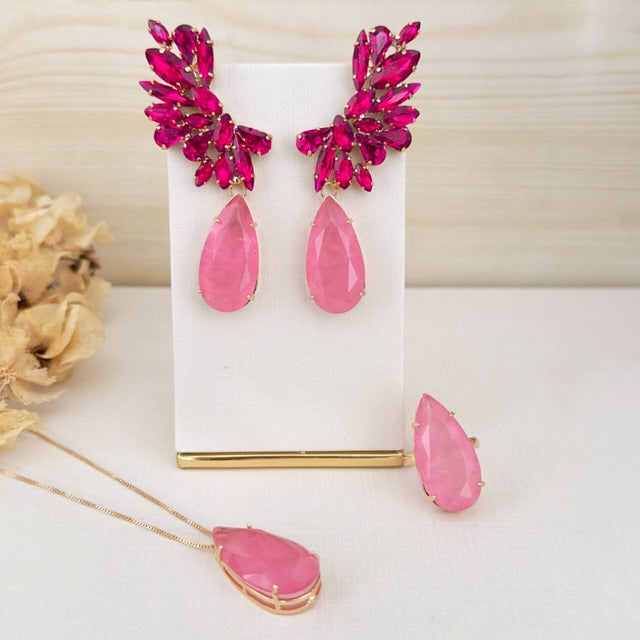 Kit Luxo de 3 Peças Cátia Rosa Pink com Rosa