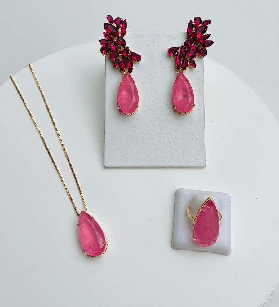 Kit Luxo de 3 Peças Cátia Rosa Pink com Rosa