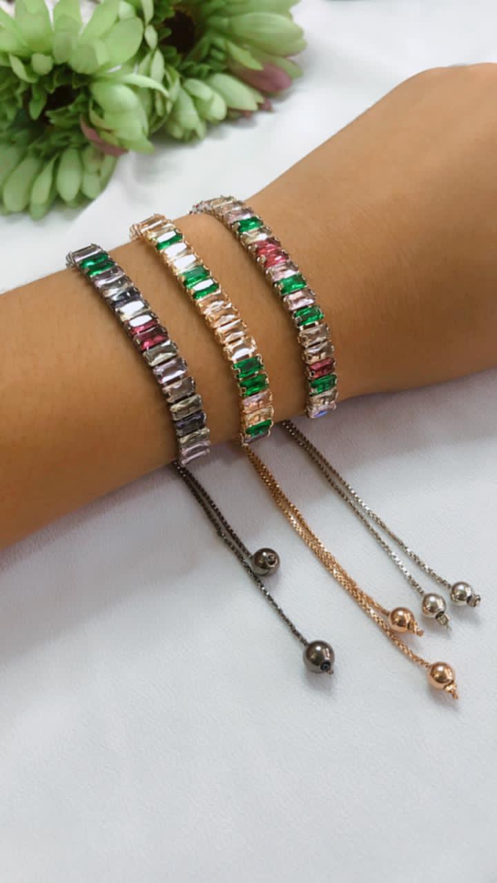 Pulseira Rafas de Zircônia Colorida Ajustável