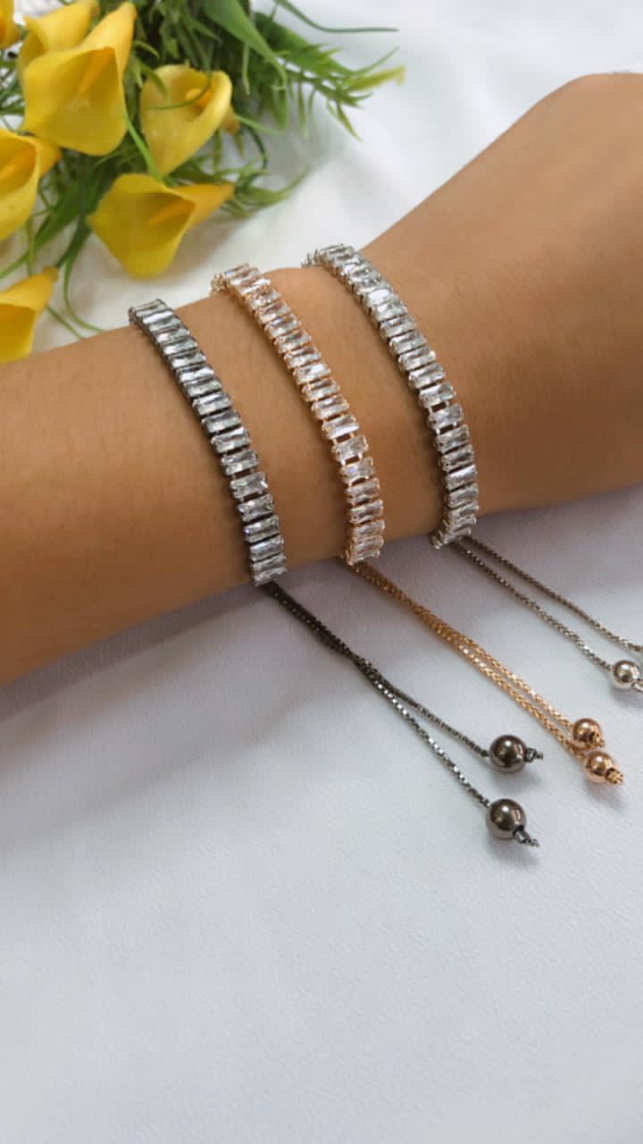 Pulseira Rafas de Zircônia Cristal Ajustável