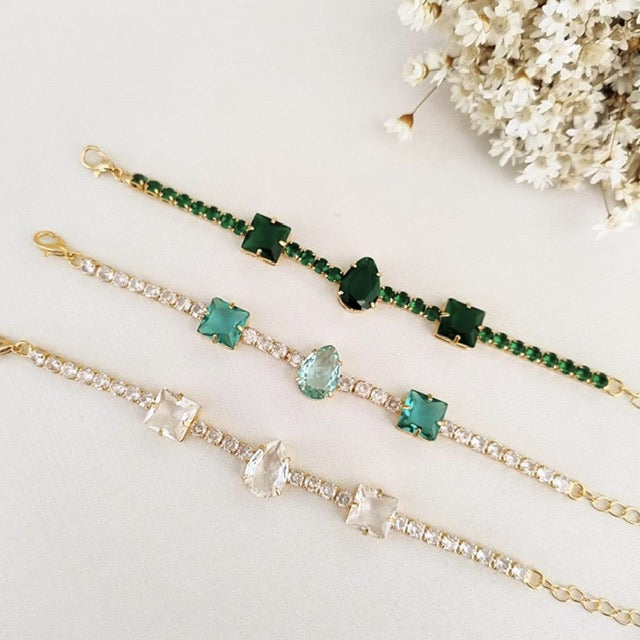 Pulseira Strass de Zircônia Ivy Cor da Pedra:Esmeralda