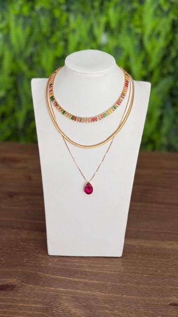 Trio de Colares Zircônia com PINK Tamy