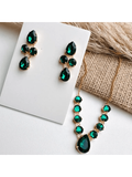 Kit Colar + Brinco de Pedraria Princess Cor:Verde