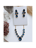 Kit Colar + Brinco de Pedraria Princess Cor:Azul Marinho