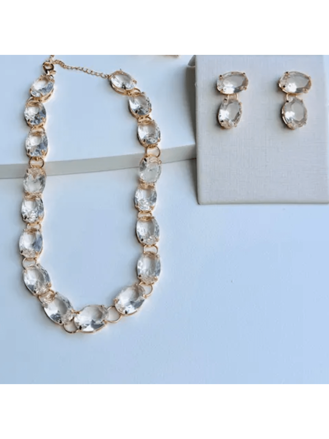 KIT BRINCO E COLAR OVAL EM ZIRCONIA DORIA Cor:cristal