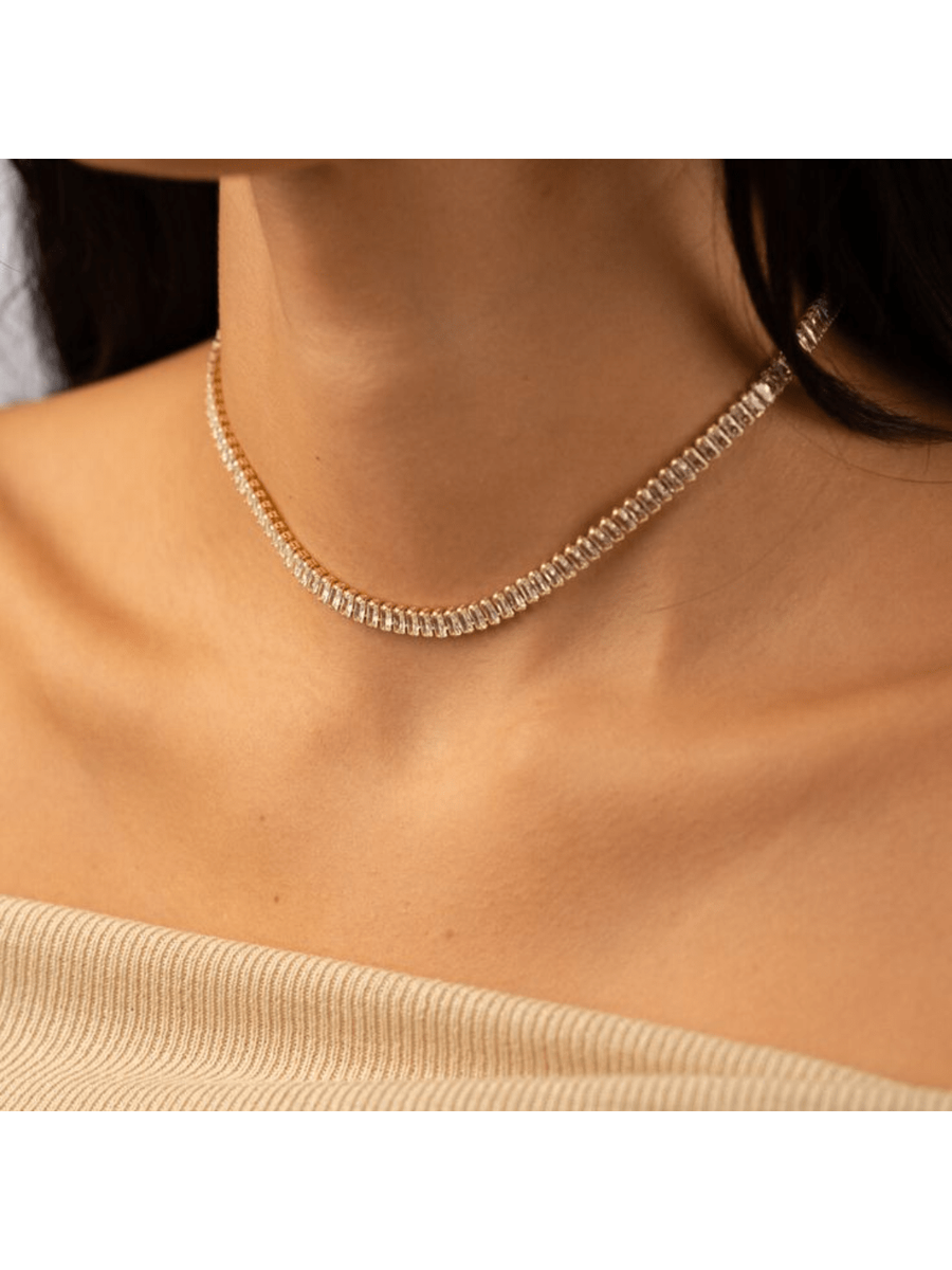 CHOCKER RAFAS DOURADO CRISTAL DE ZIRCÔNIA