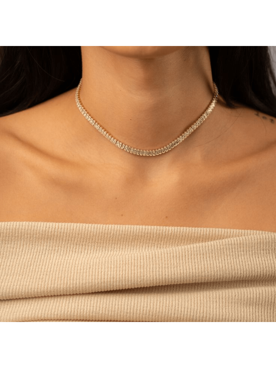 CHOCKER RAFAS DOURADO CRISTAL DE ZIRCÔNIA