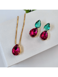 KIT COLAR COM BRINCO LANNA Cor:TURMALINA/PINK