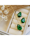 KIT COLAR E BRINCO GOTA ESMERALDA Cor:Verde