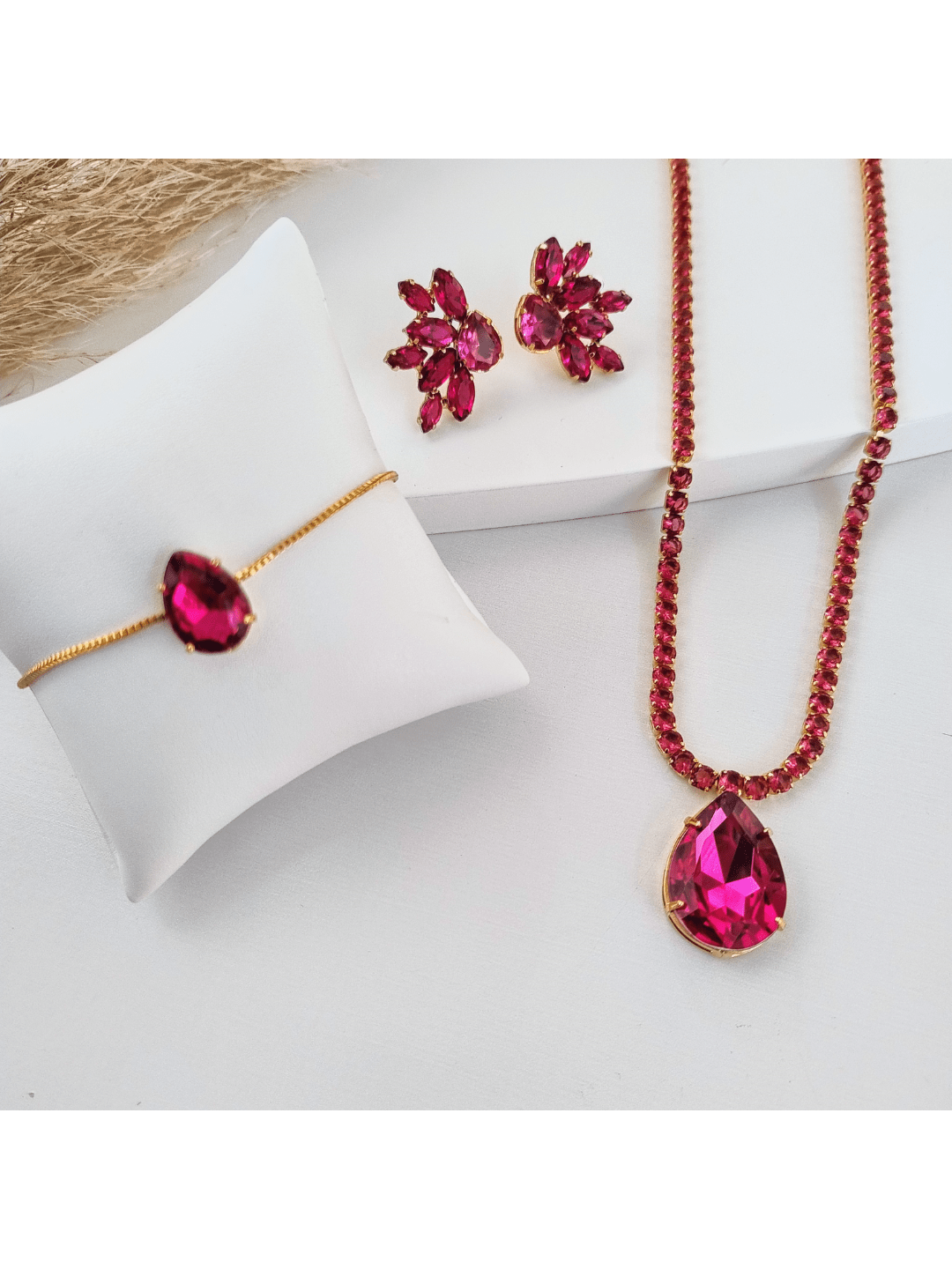 KIT 3 PEÇAS BRUME PINK BANHO DOURADO Cor:Pink