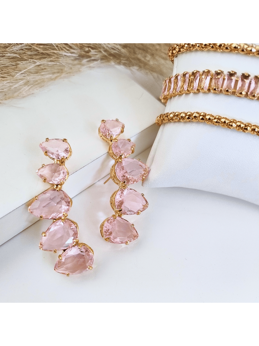 KIT BRINCO COM PULSEIRAS MELLO TONS DE ROSA Cor:Dourado