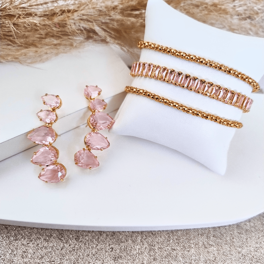 KIT BRINCO COM PULSEIRAS MELLO TONS DE ROSA Cor:Prata
