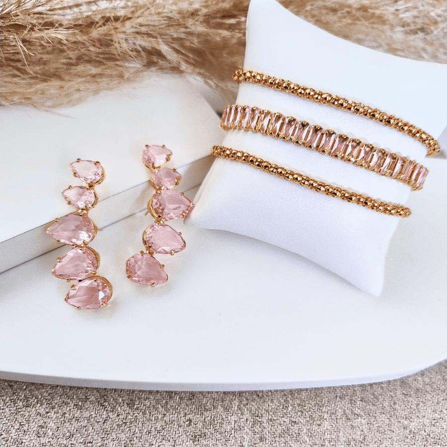 KIT BRINCO COM PULSEIRAS MELLO TONS DE ROSA Cor:Prata