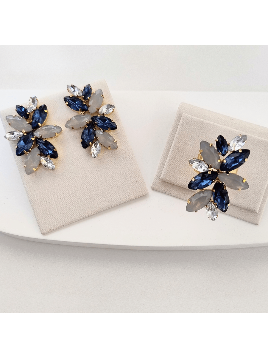 Kit Clutch Anel Brinco Turim Tons de Azul