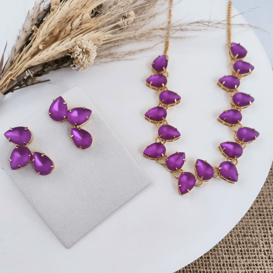 KIT BRINCO E COLAR MEIRY Cor:Roxo