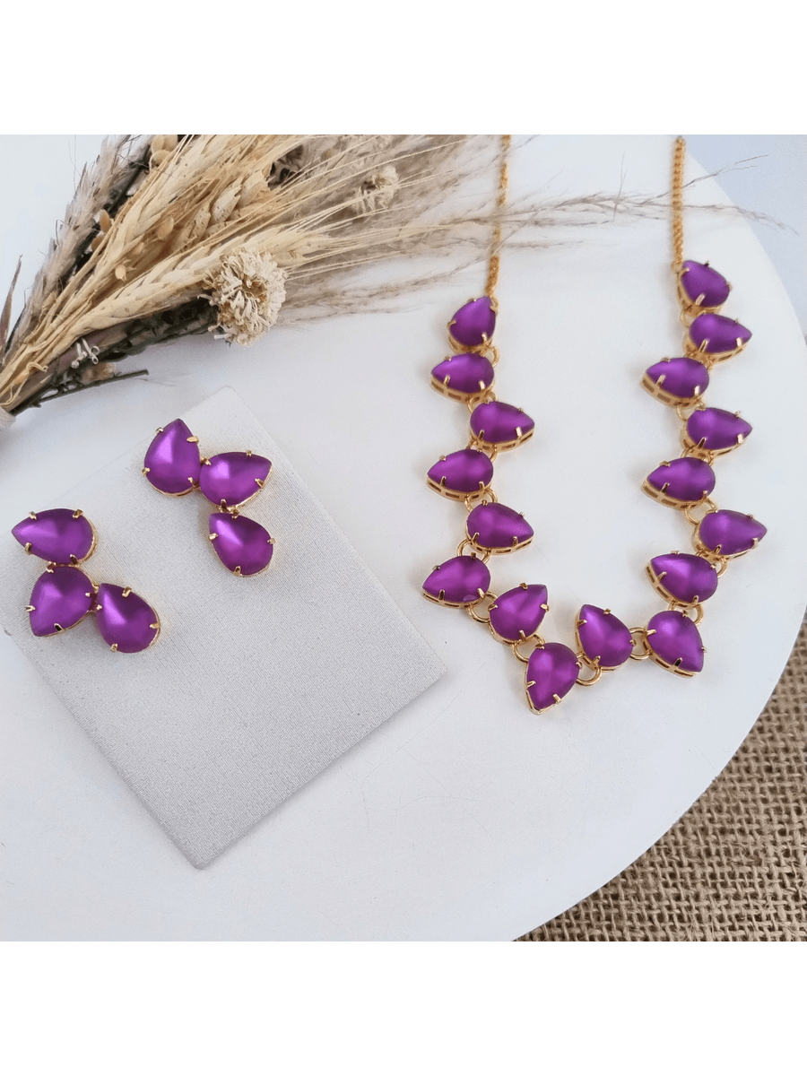 KIT BRINCO E COLAR MEIRY Cor:Roxo